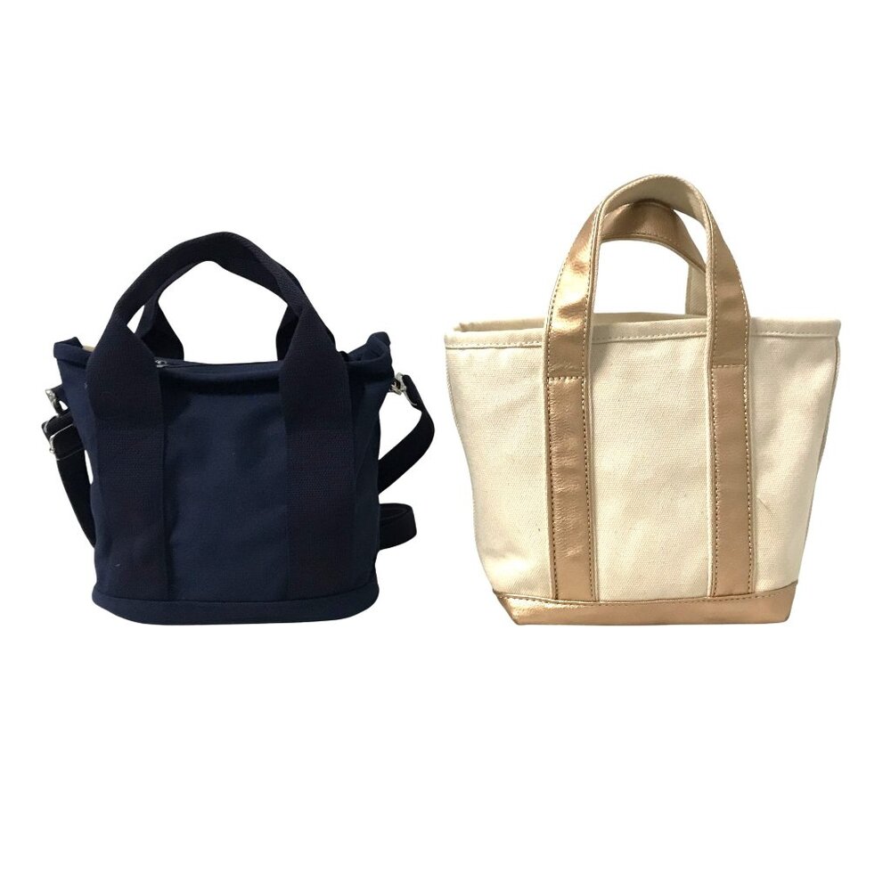 LANDS END Canvas Bag Lot 2 Small Navy & Natural Crossbody Strap